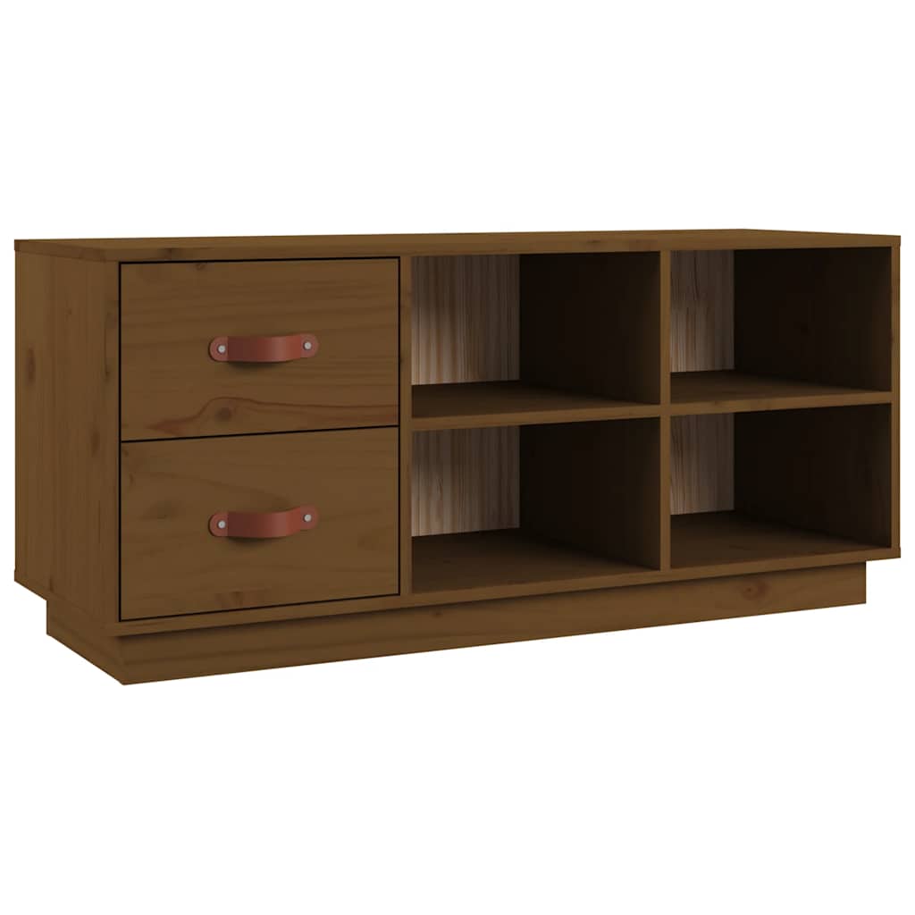 vidaXL Shoe Bench | Honey brown | Solid pine wood | 100 cm x 34 cm x 45 cm 2