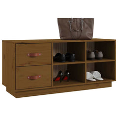 vidaXL Shoe Bench | Honey brown | Solid pine wood | 100 cm x 34 cm x 45 cm 4