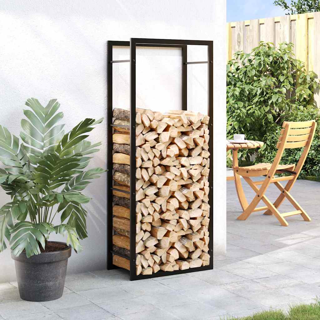 vidaXL Firewood Rack Matt Black 50x28x132 cm Steel 3