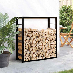 vidaXL Firewood Rack Matt Black 80x28x86 cm Steel 3