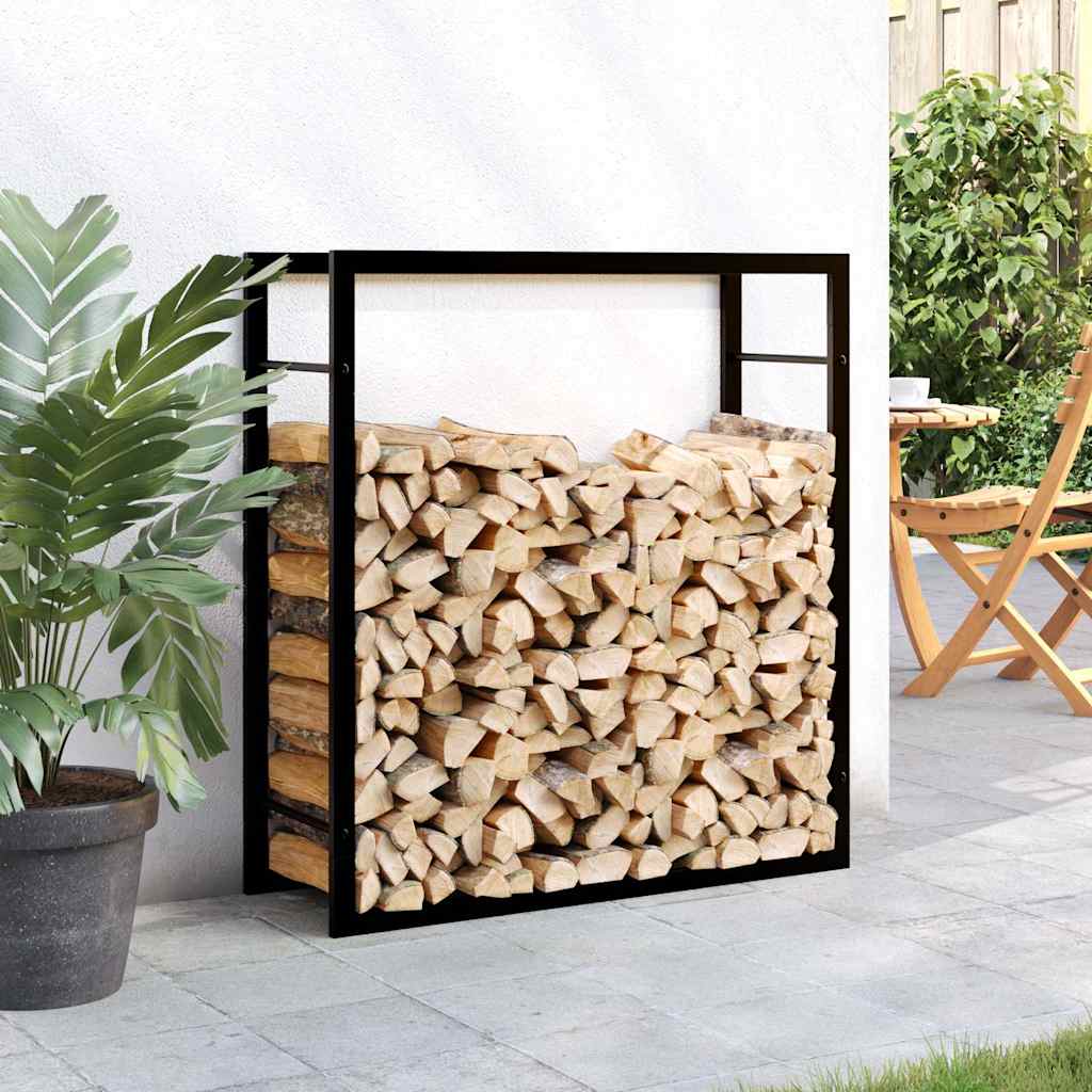 vidaXL Firewood Rack Matt Black 80x28x86 cm Steel 3
