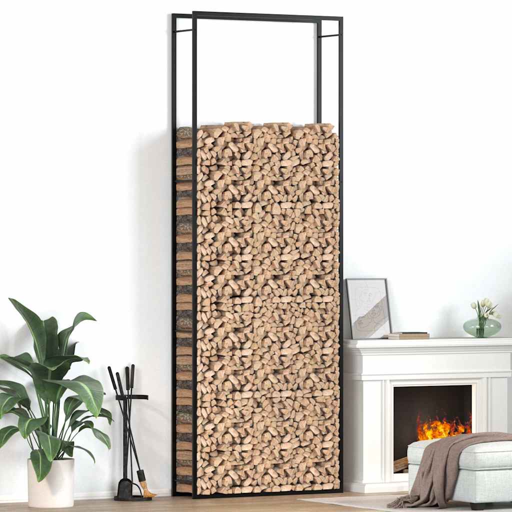 vidaXL Firewood Rack Matt Black 110x28x312 cm Steel 1