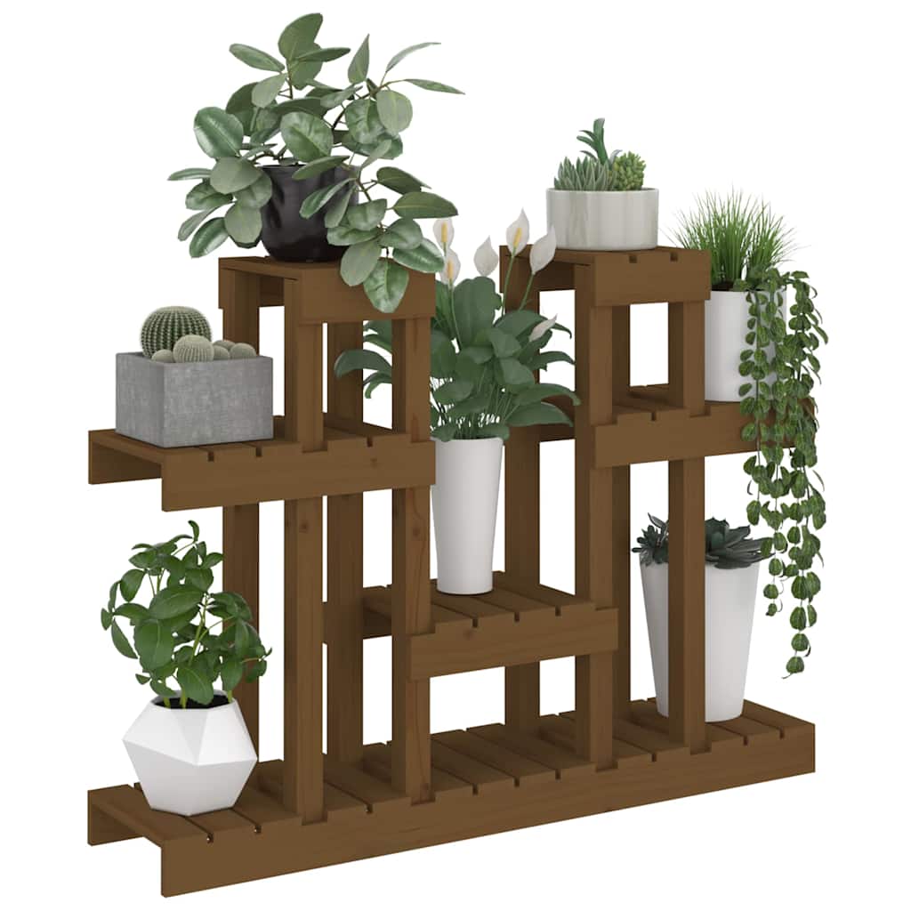 vidaXL Plant Stand Honey Brown 104.5x25x77.5 cm Solid Wood Pine 4