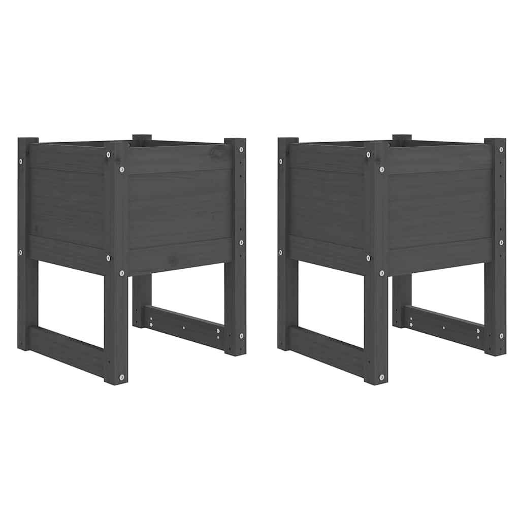 vidaXL Planters 2 pcs Grey 40x40x52.5 cm Solid Wood Pine 2