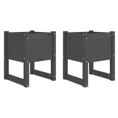 vidaXL Planters 2 pcs Grey 40x40x52.5 cm Solid Wood Pine 2