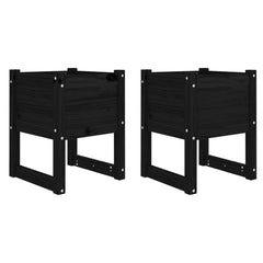 vidaXL Planters 2 pcs Black 40x40x52.5 cm Solid Wood Pine 2