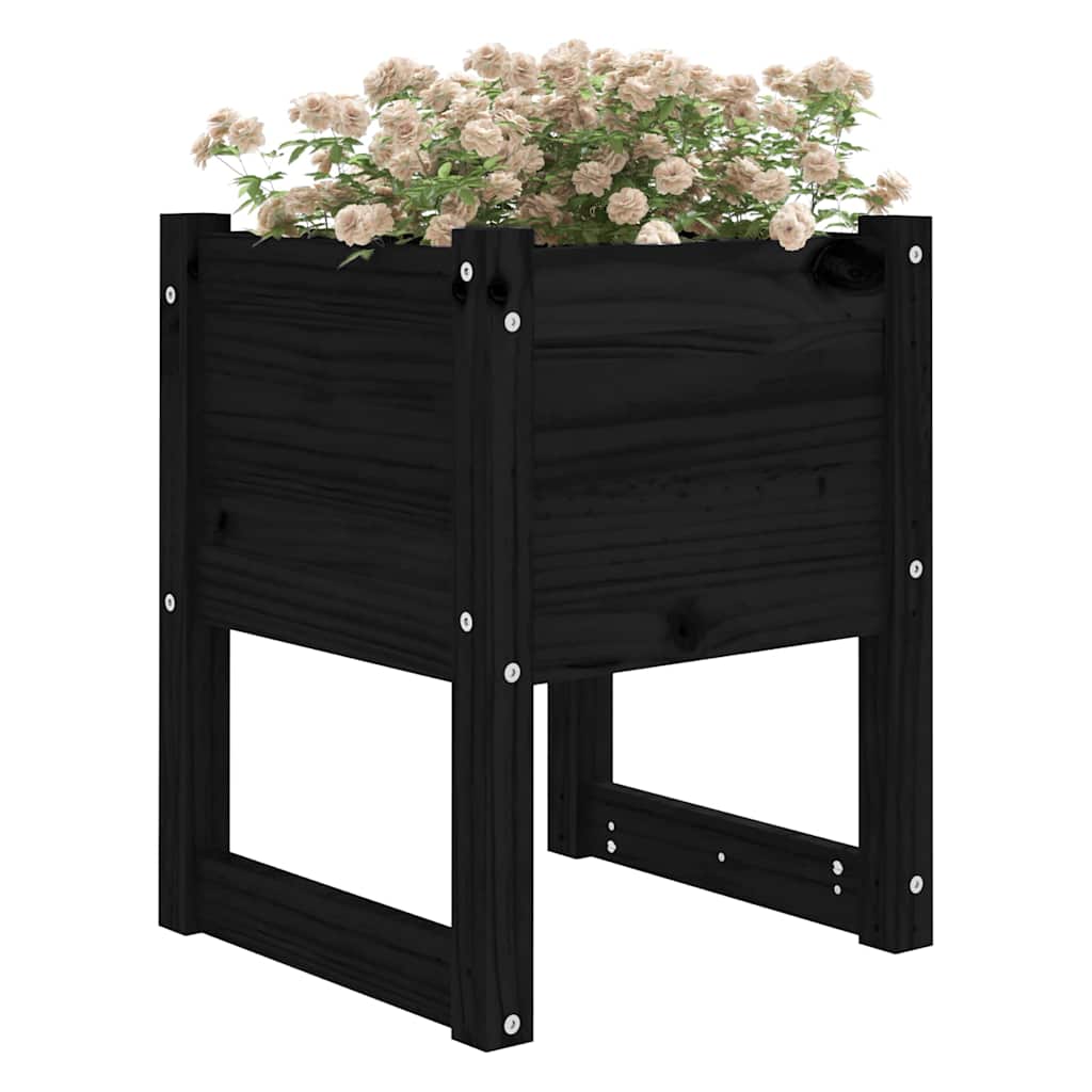 vidaXL Planters 2 pcs Black 40x40x52.5 cm Solid Wood Pine 3