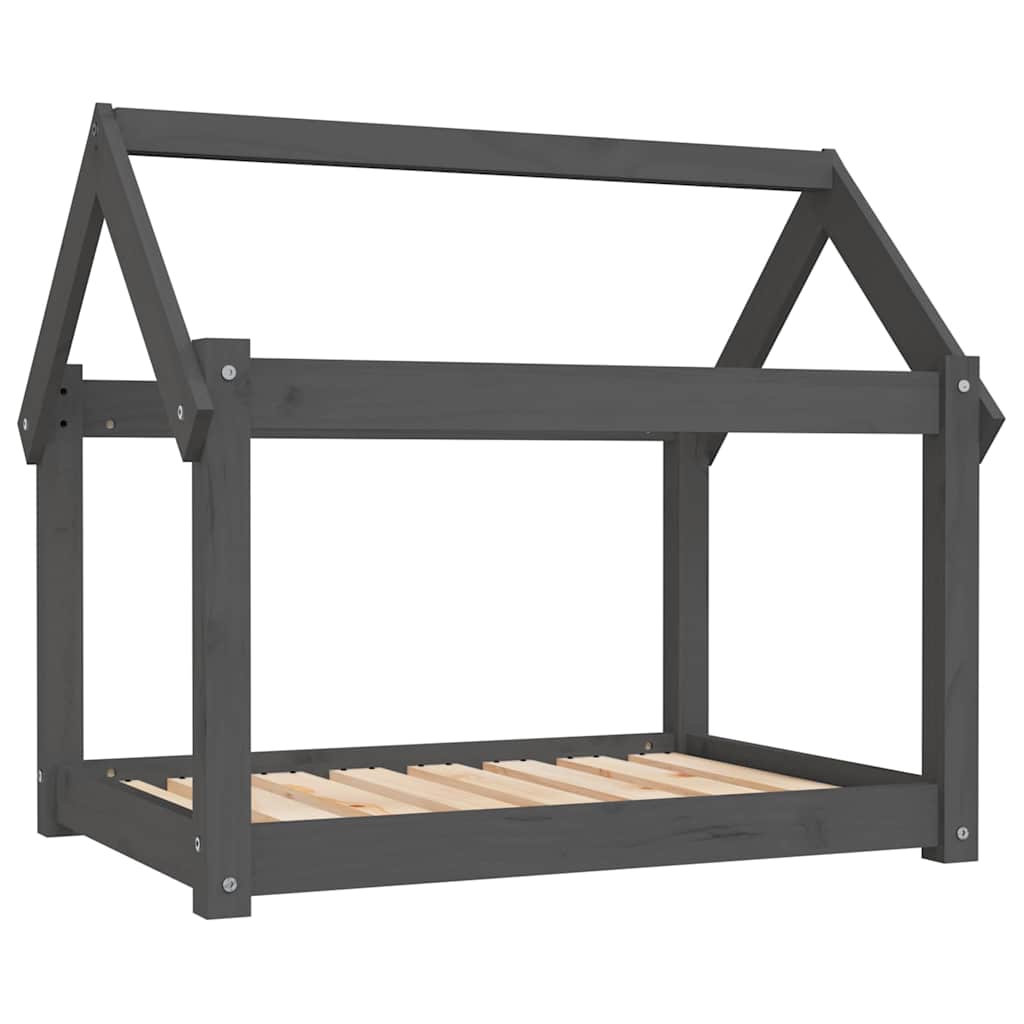 vidaXL Dog Bed Grey 81x60x70 cm Solid Wood Pine 2