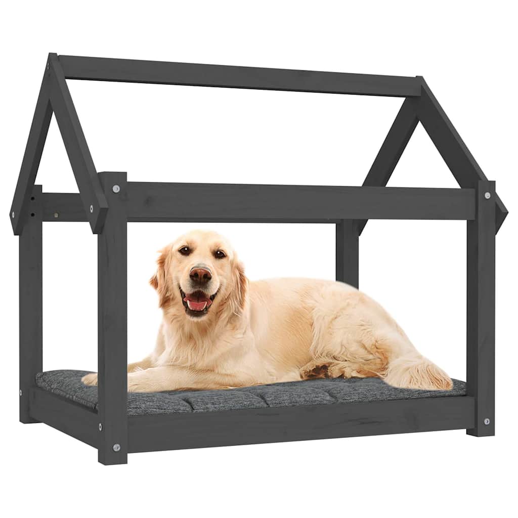 vidaXL Dog Bed Grey 81x60x70 cm Solid Wood Pine 4