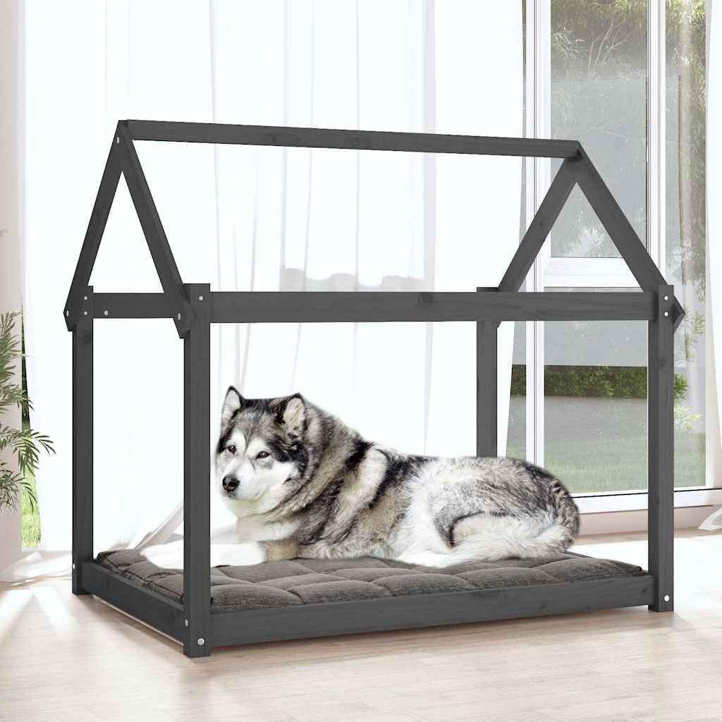vidaXL Dog Bed Grey 111x80x100 cm Solid Wood Pine 3