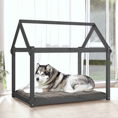 vidaXL Dog Bed Grey 111x80x100 cm Solid Wood Pine 3