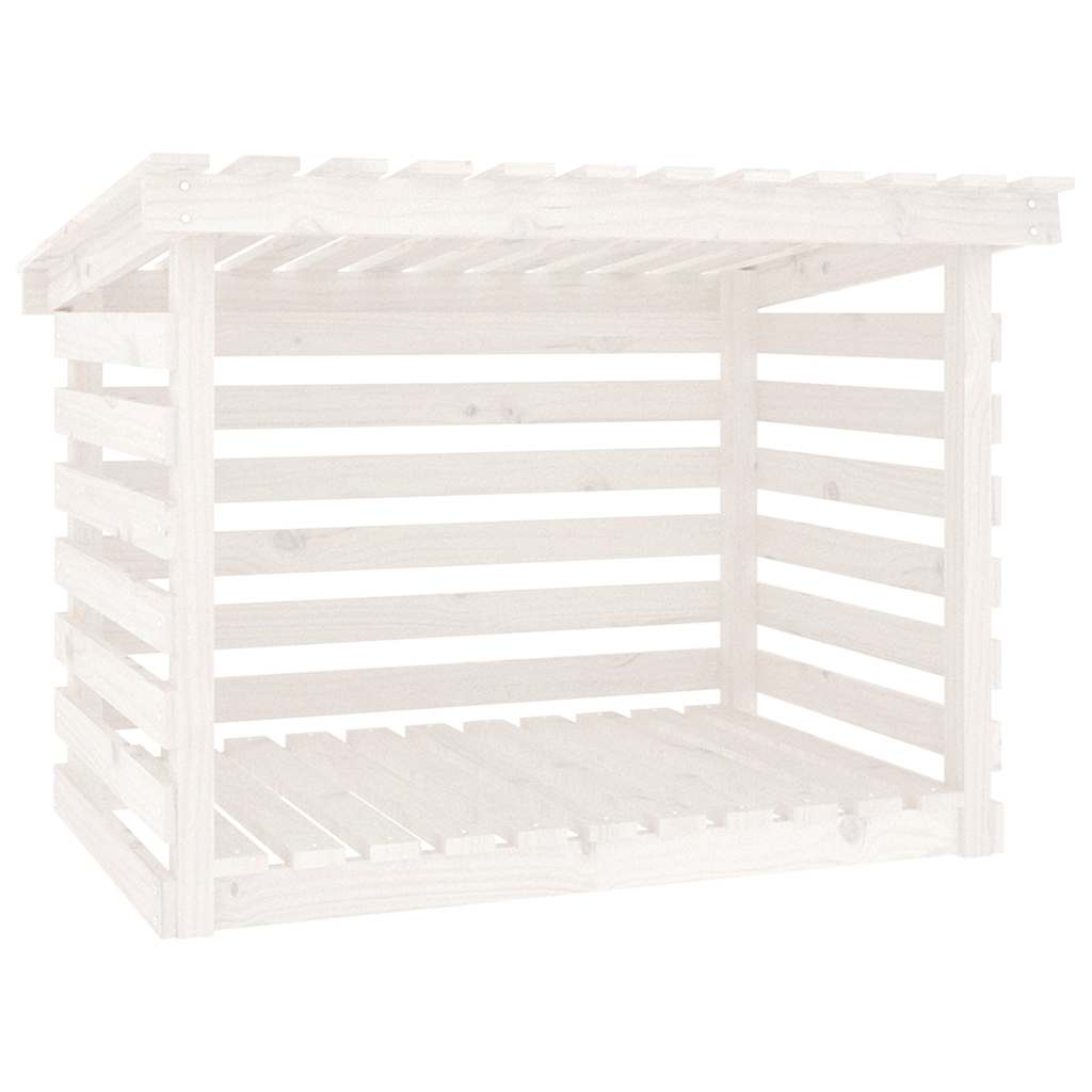 vidaXL Firewood Rack White 108x73x79 cm Solid Wood Pine 2