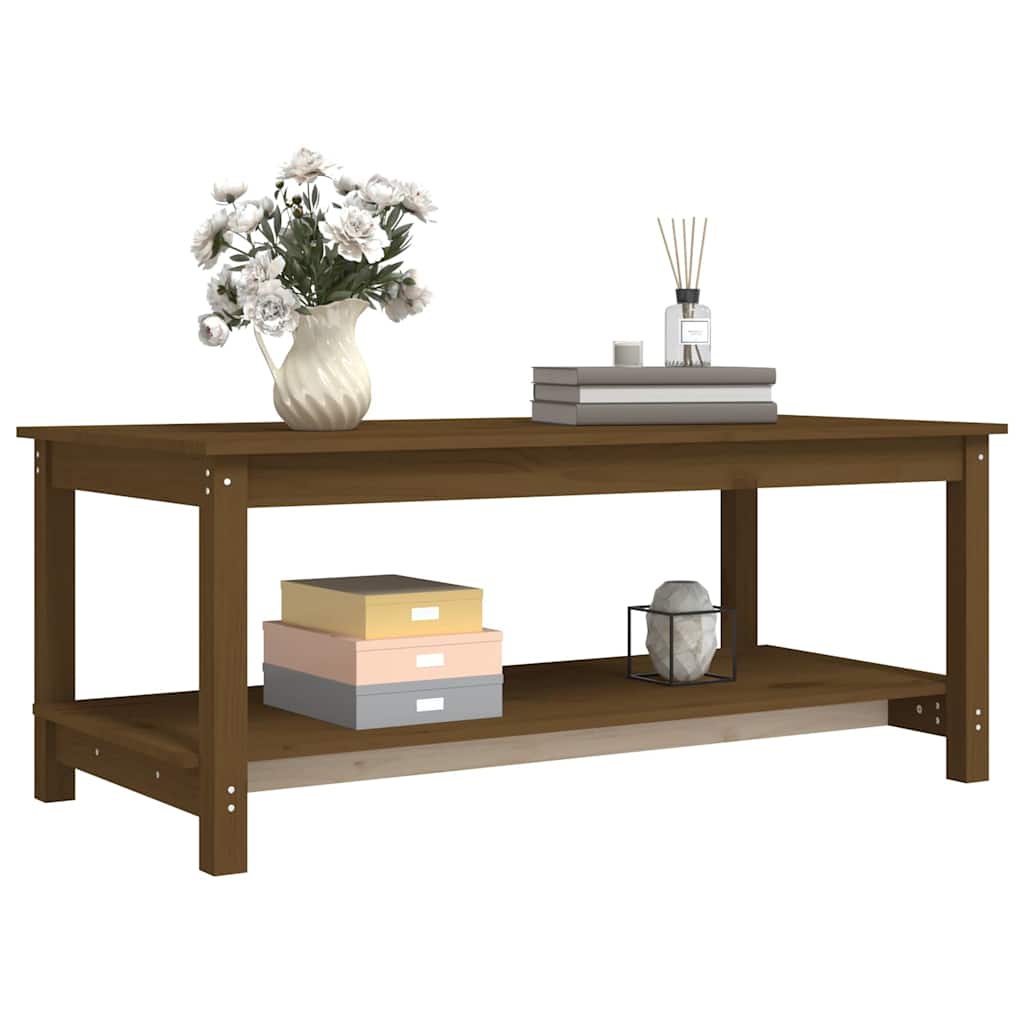 vidaXL Coffee Table Honey Brown 110x55x45 cm Solid Wood Pine 6