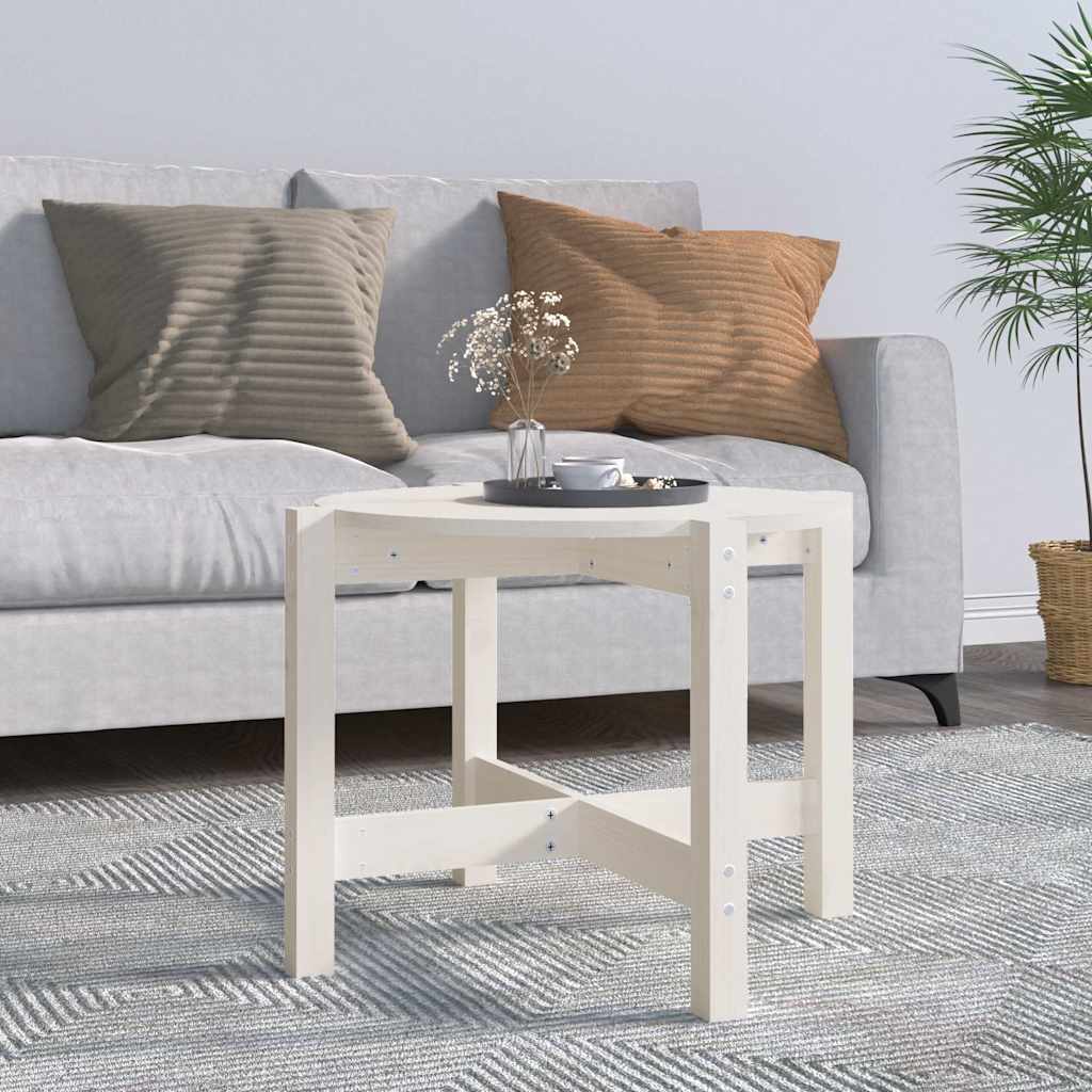 vidaXL Coffee Table White Ø 62.5x45 cm Solid Wood Pine 1