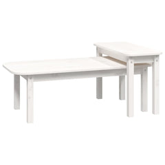 vidaXL 2 Piece Coffee Table Set White Solid Wood Pine 2