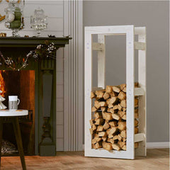 vidaXL Firewood Rack White 41x25x100 cm Solid Wood Pine 3