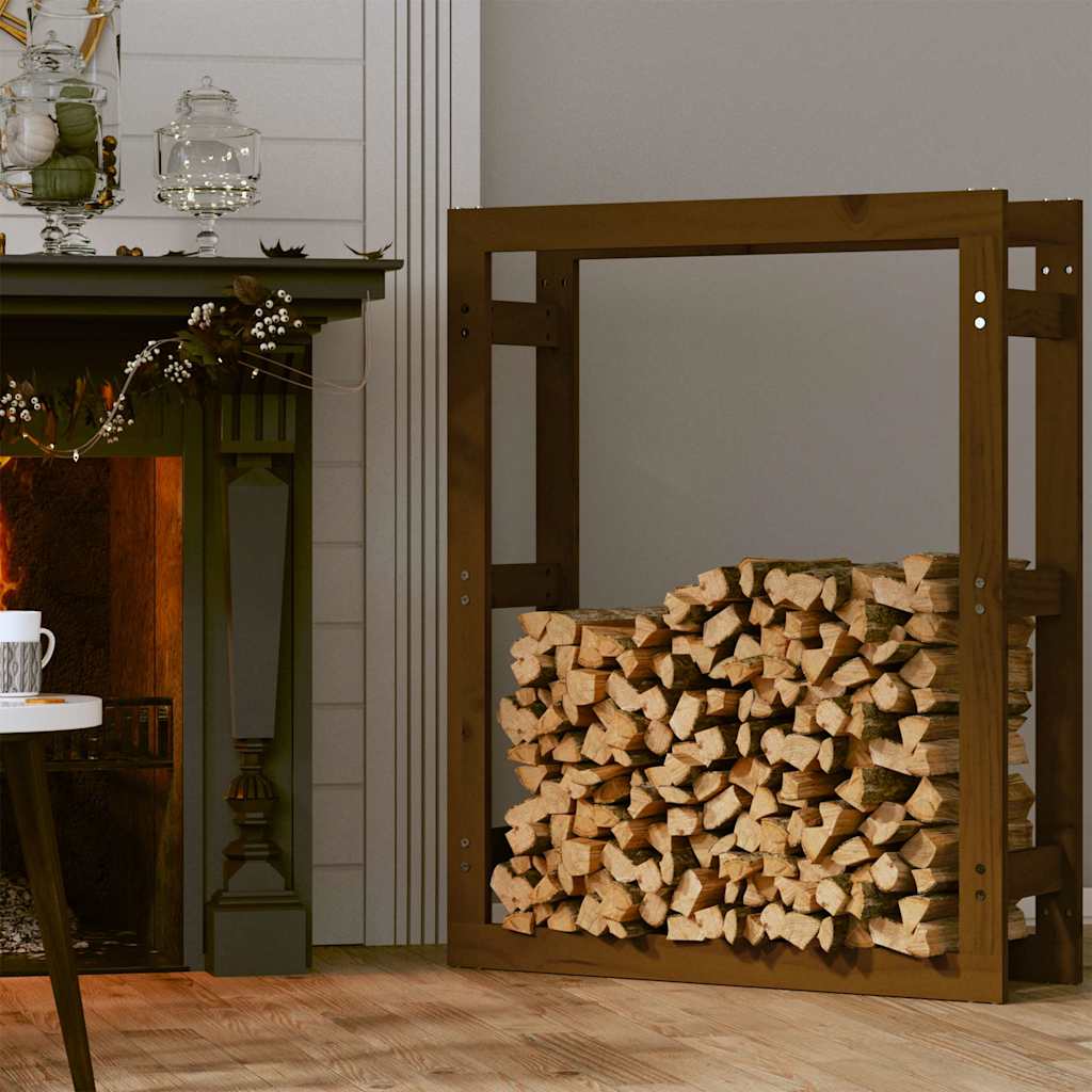 vidaXL Firewood Rack Honey Brown 80x25x100 cm Solid Wood Pine 3