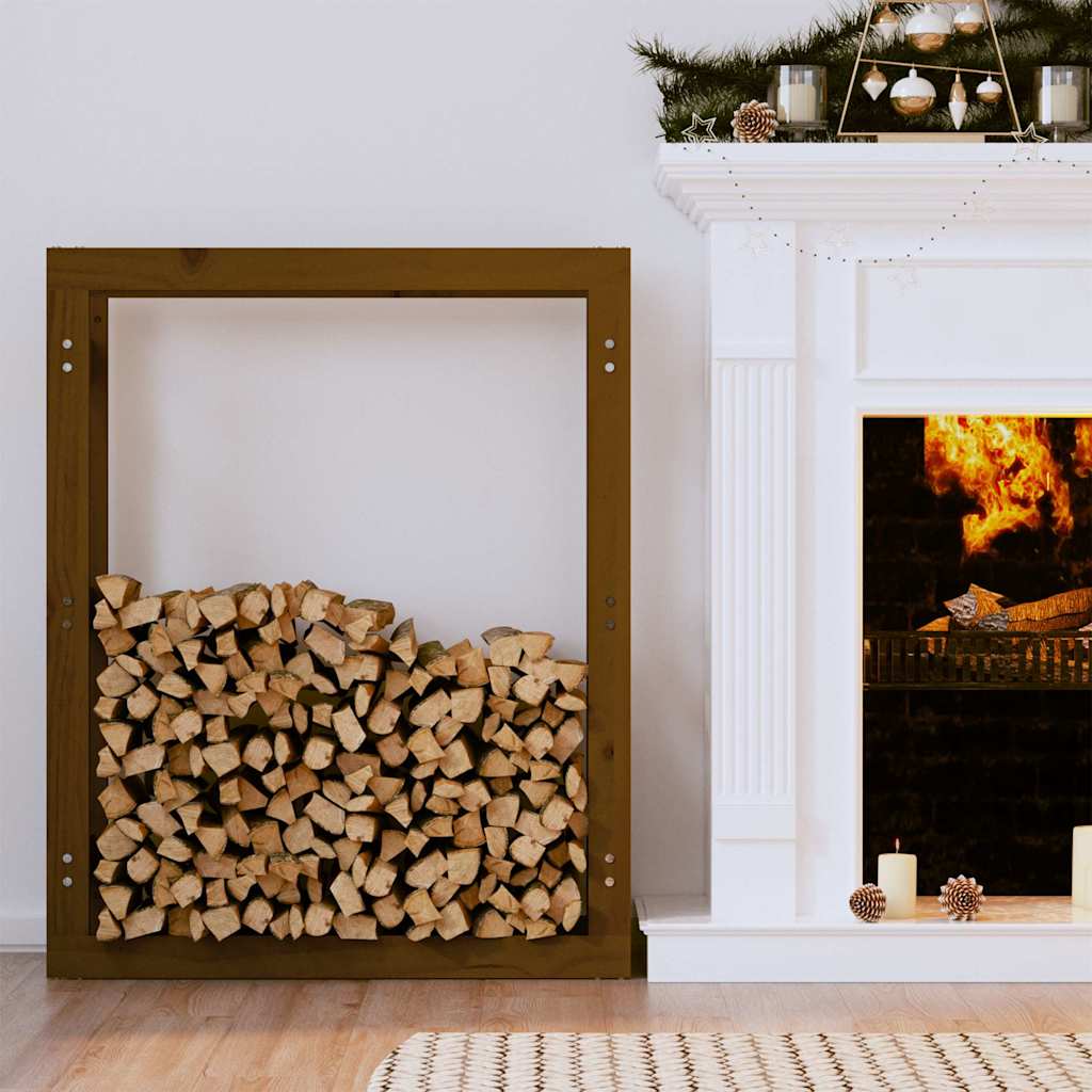 vidaXL Firewood Rack Honey Brown 80x25x100 cm Solid Wood Pine 1