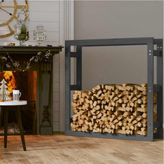 vidaXL Firewood Rack Grey 100x25x100 cm Solid Wood Pine 3
