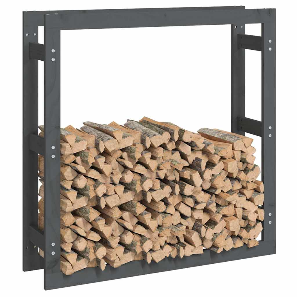 vidaXL Firewood Rack Grey 100x25x100 cm Solid Wood Pine 4
