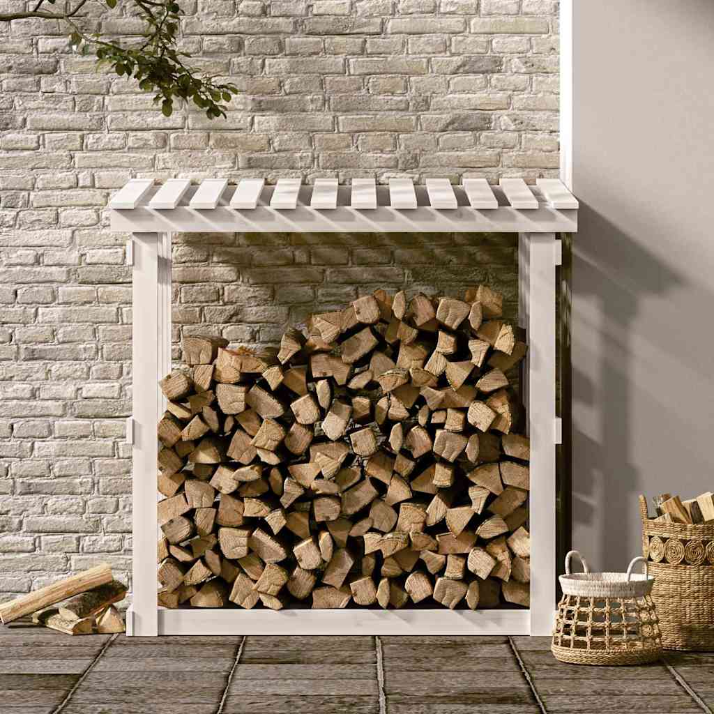 Firewood Rack 108x64,5x77 cm Solid Wood Pine White