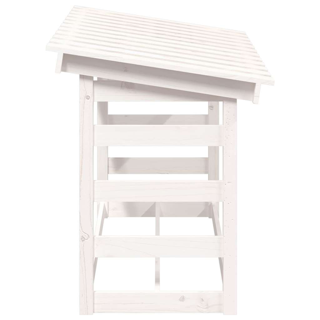 vidaXL Firewood Rack White 108x64.5x78 cm Solid Wood Pine 6