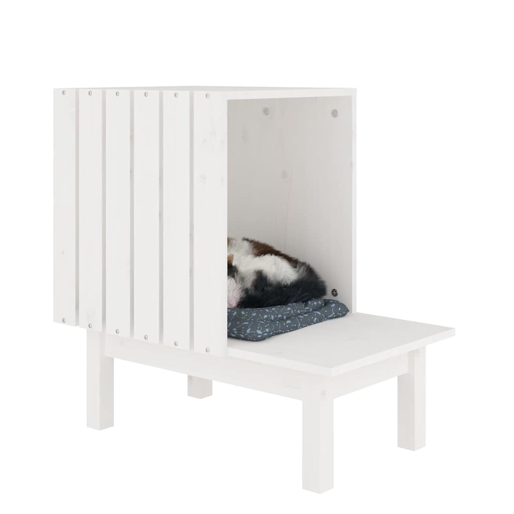 Cat House 60x36x60 cm Solid Wood Pine White