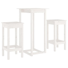 vidaXL 3 Piece Bar Set White Solid Wood Pine 2