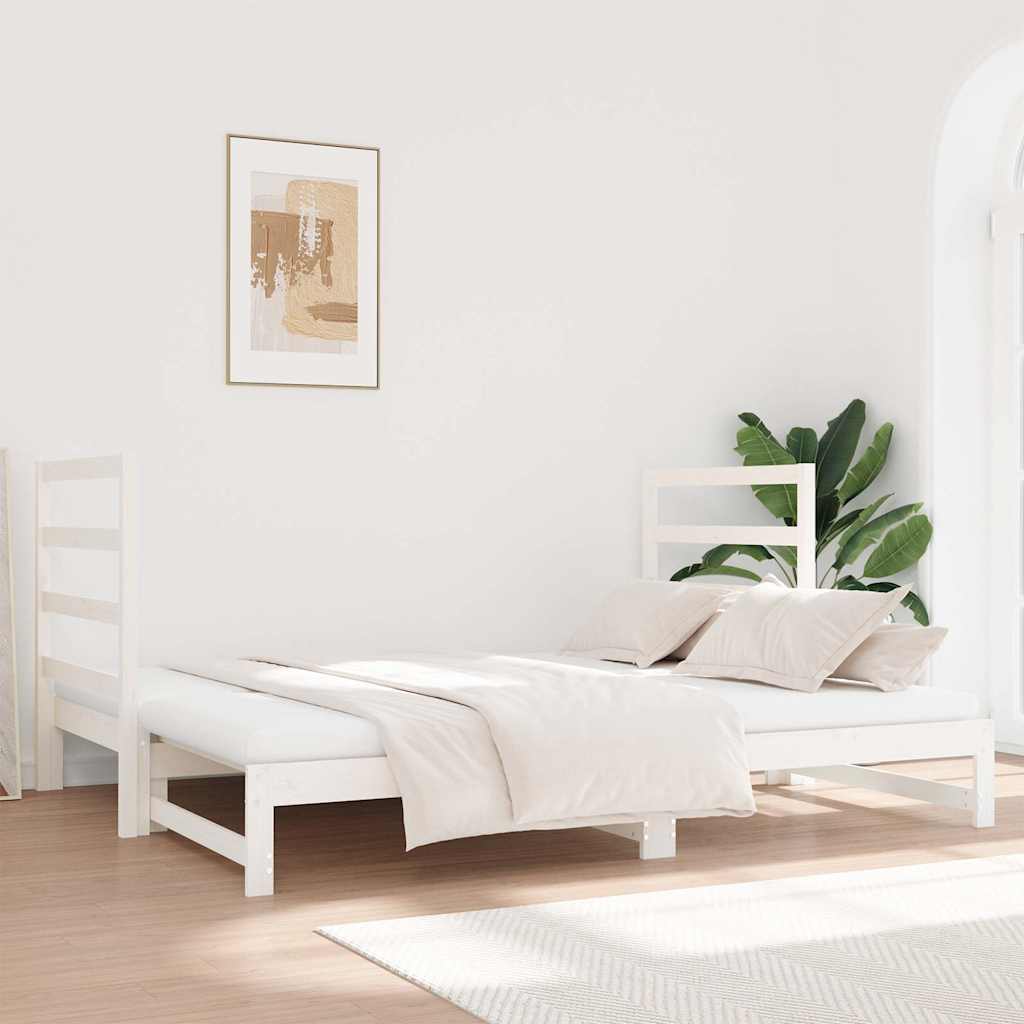 vidaXL Pull-out Day Bed without Mattress White 2x(90x190) cm 3