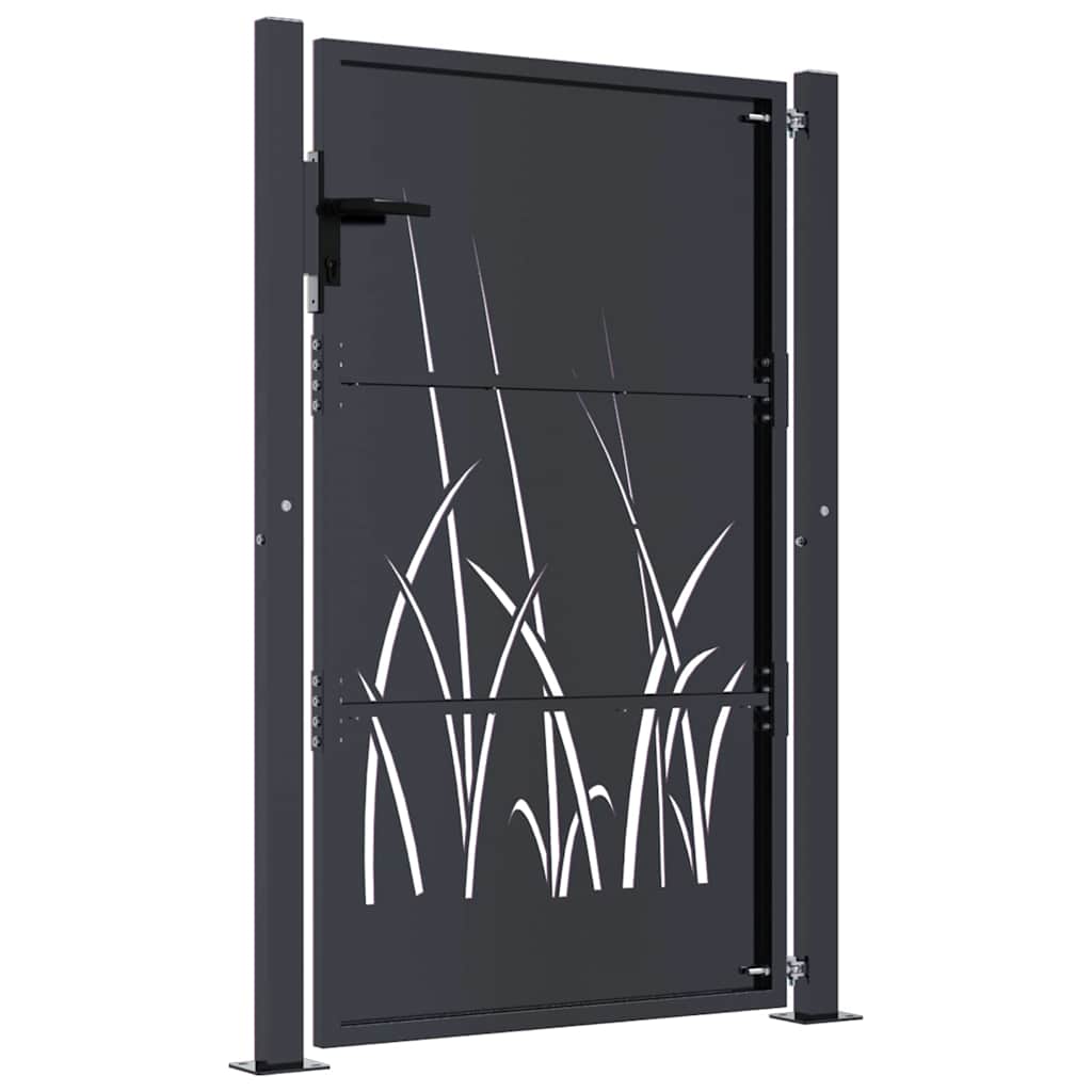Garden Gate Anthracite Steel Grass Design 100 x 150 cm