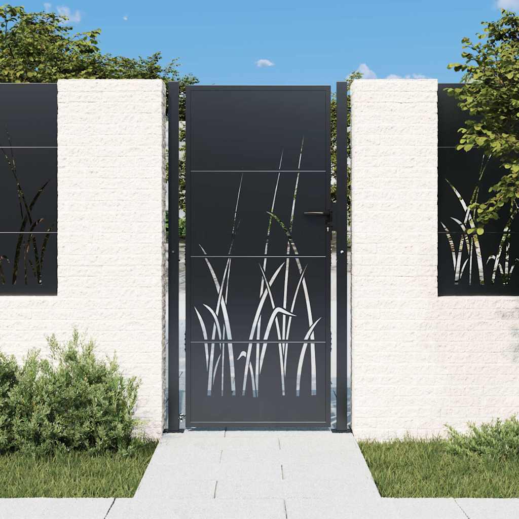 Garden Gate Anthracite Steel Grass Design 100 x 200 cm