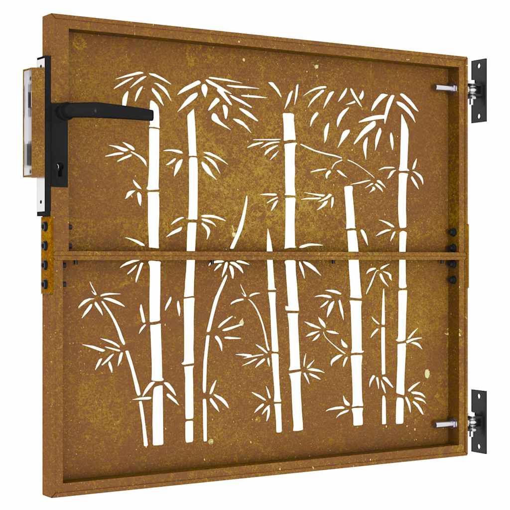 Garden Gate Corten Steel Bamboo Design Rusty 85 x 75 cm