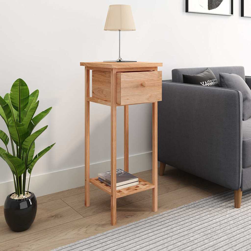 vidaXL Side Table with Drawer 25x25x60cm Solid Wood Walnut 3