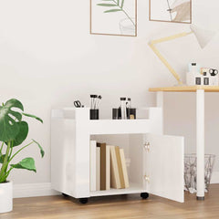 vidaXL Desk Trolley High Gloss White 60x45x60 cm Engineered Wood 3