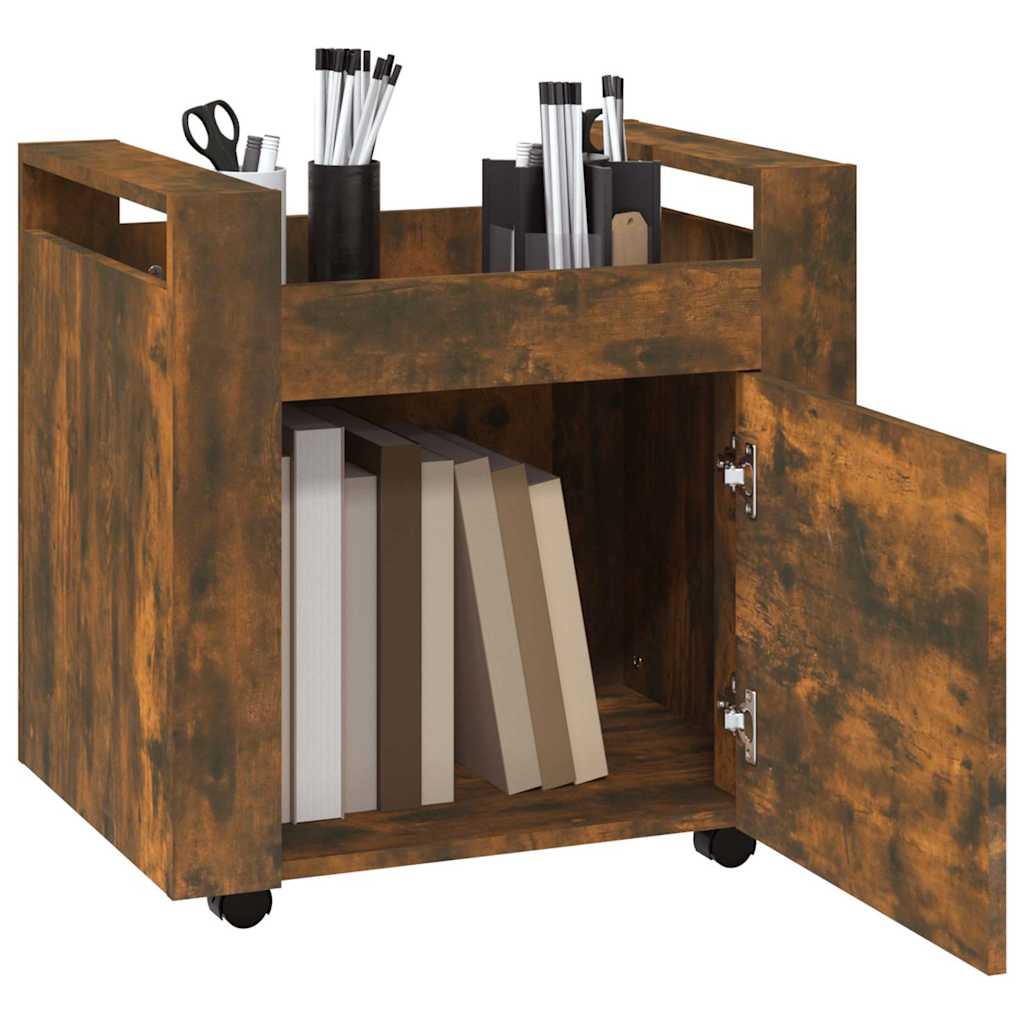 vidaXL Desk Trolley Smoked Oak 60x45x60 cm Engineered Wood 5