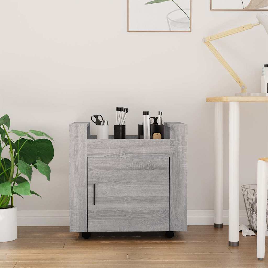vidaXL Desk Trolley Grey Sonoma 60x45x60 cm Engineered Wood 1