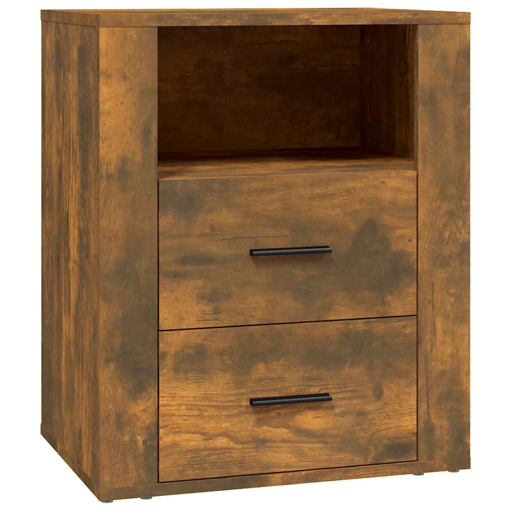 vidaXL Bedside Cabinet Smoked Oak 50x36x60 cm Engineered Wood 2
