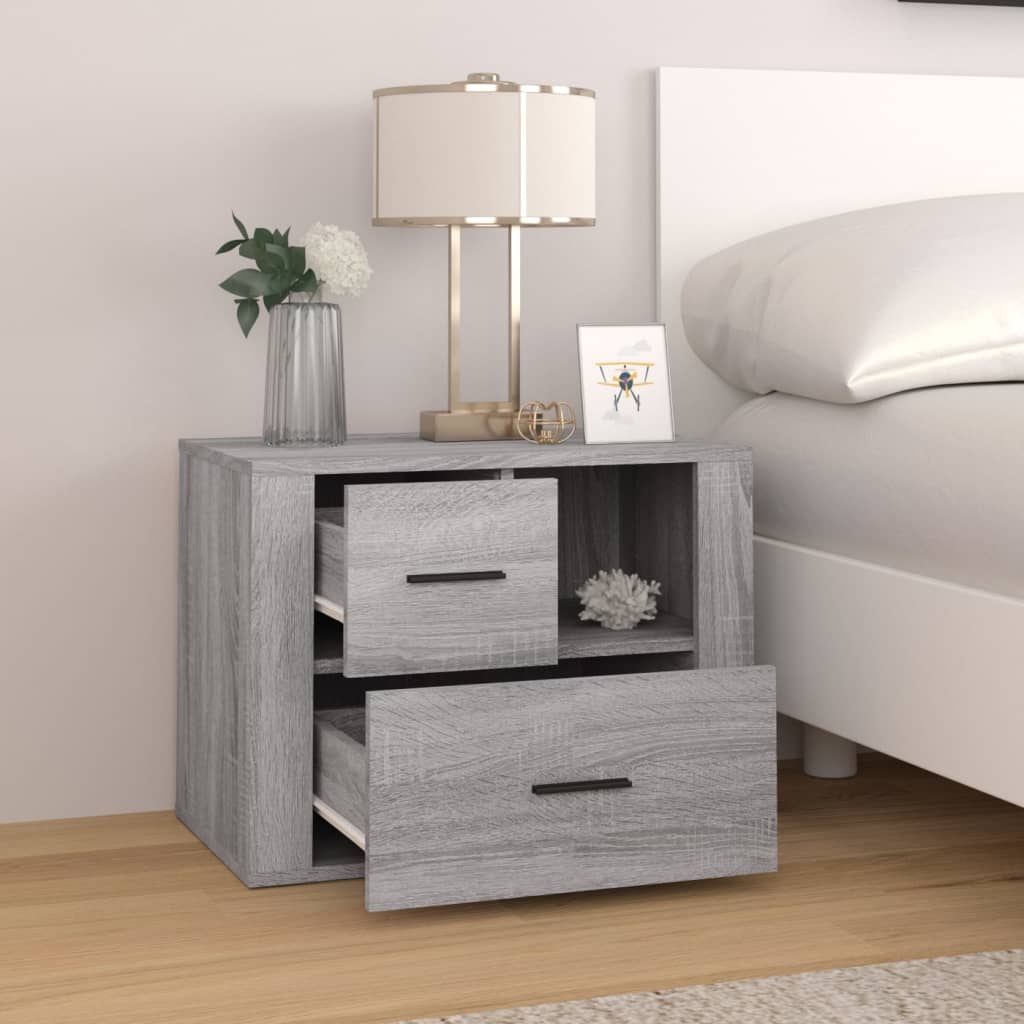 vidaXL Bedside Cabinet Grey Sonoma 60x36x45 cm Engineered Wood 3