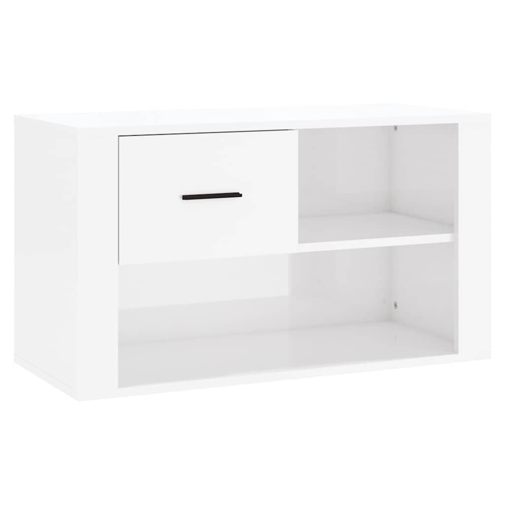 vidaXL Shoe Cabinet High Gloss White 80x35x45 cm Engineered Wood 2