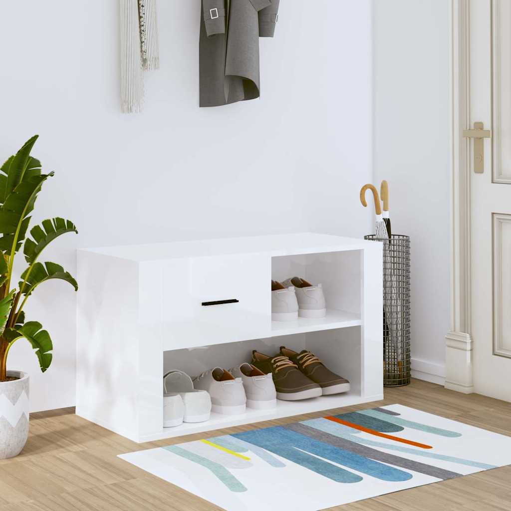vidaXL Shoe Cabinet High Gloss White 80x35x45 cm Engineered Wood 1