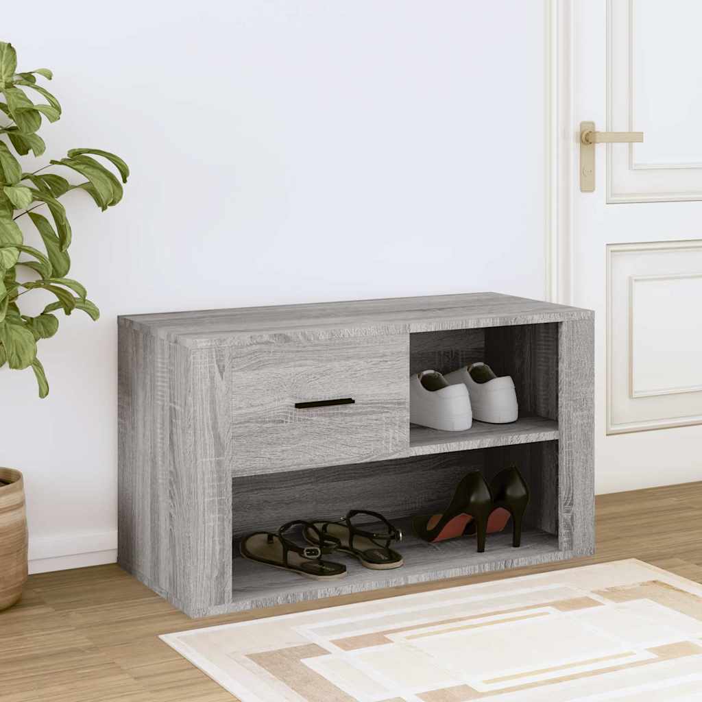 vidaXL Shoe Cabinet Grey Sonoma 80x35x45 cm Engineered Wood 3