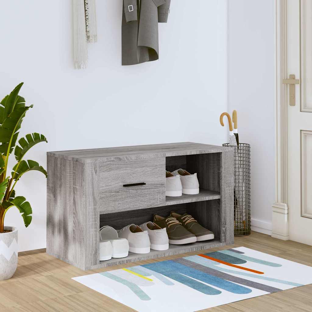 vidaXL Shoe Cabinet Grey Sonoma 80x35x45 cm Engineered Wood 1