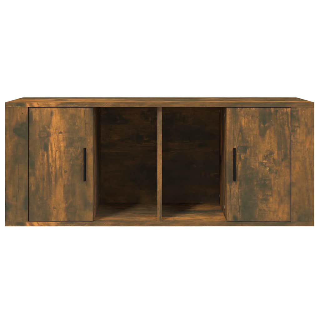 vidaXL TV Cabinet Smoked Oak 100x35x40 cm Engineered Wood 5