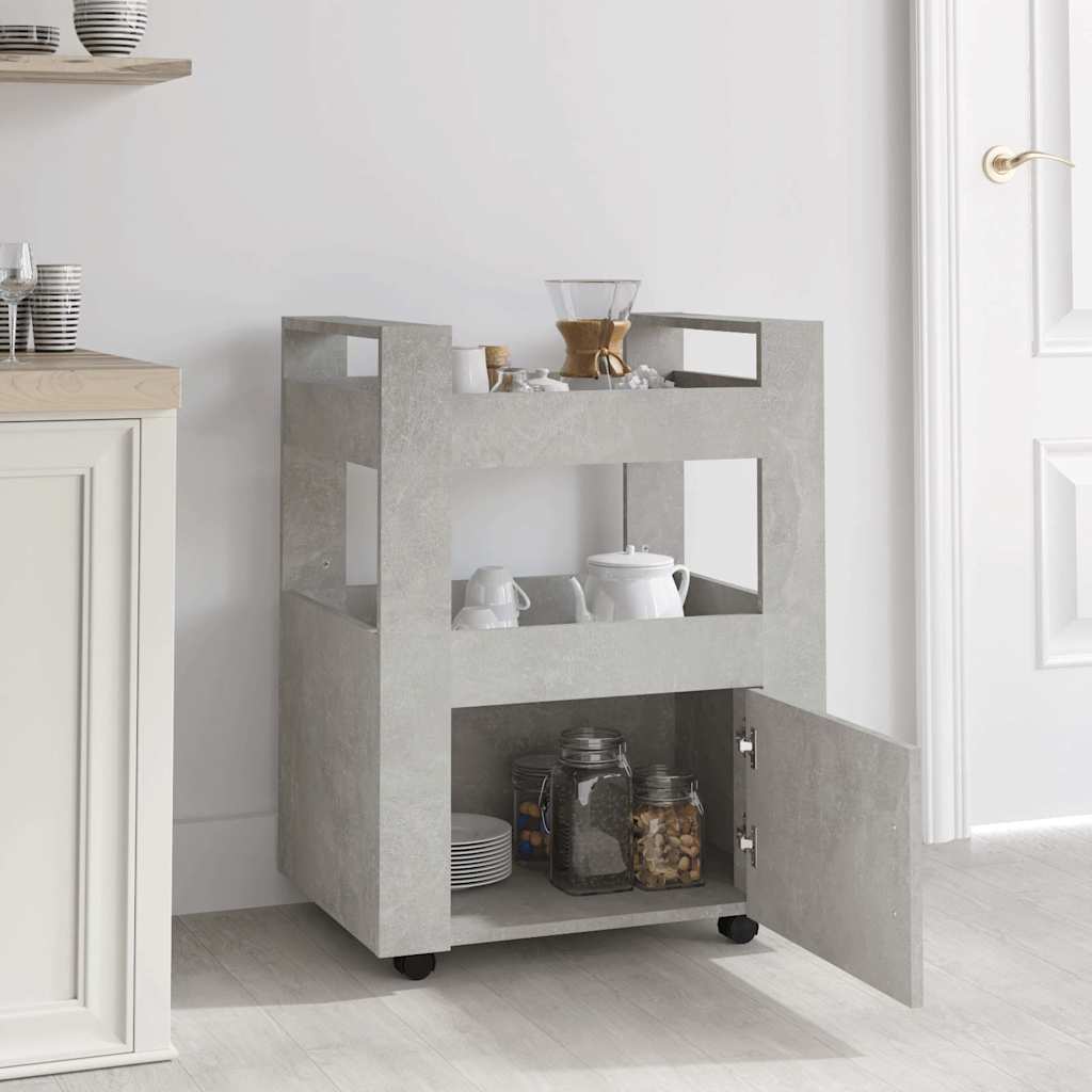 vidaXL Kitchen Trolley Concrete Grey 60x45x80 cm Engineered Wood 3