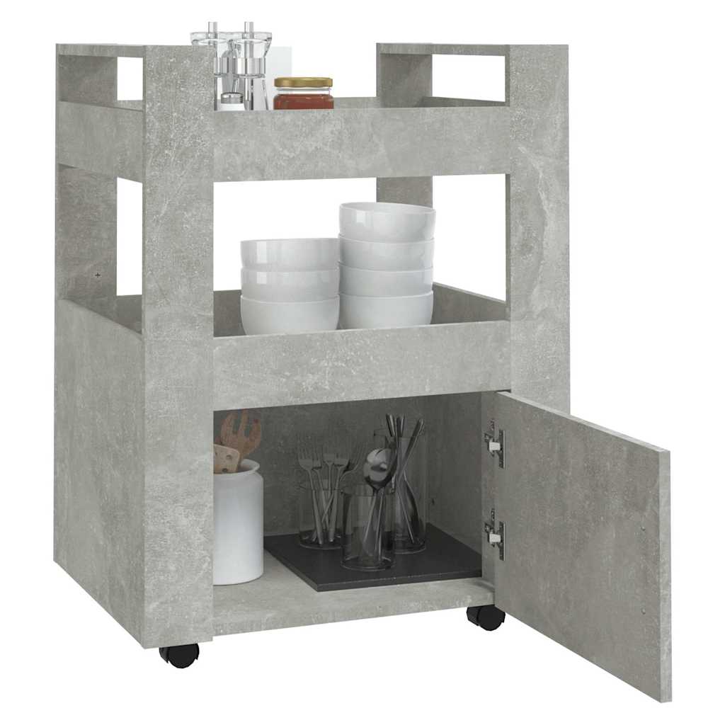vidaXL Kitchen Trolley Concrete Grey 60x45x80 cm Engineered Wood 4