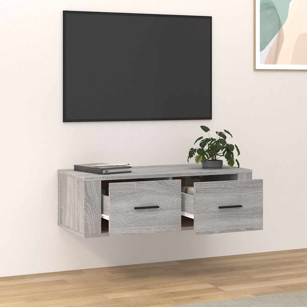 vidaXL Hanging TV Cabinet Grey Sonoma 80x36x25 cm Engineered Wood 3