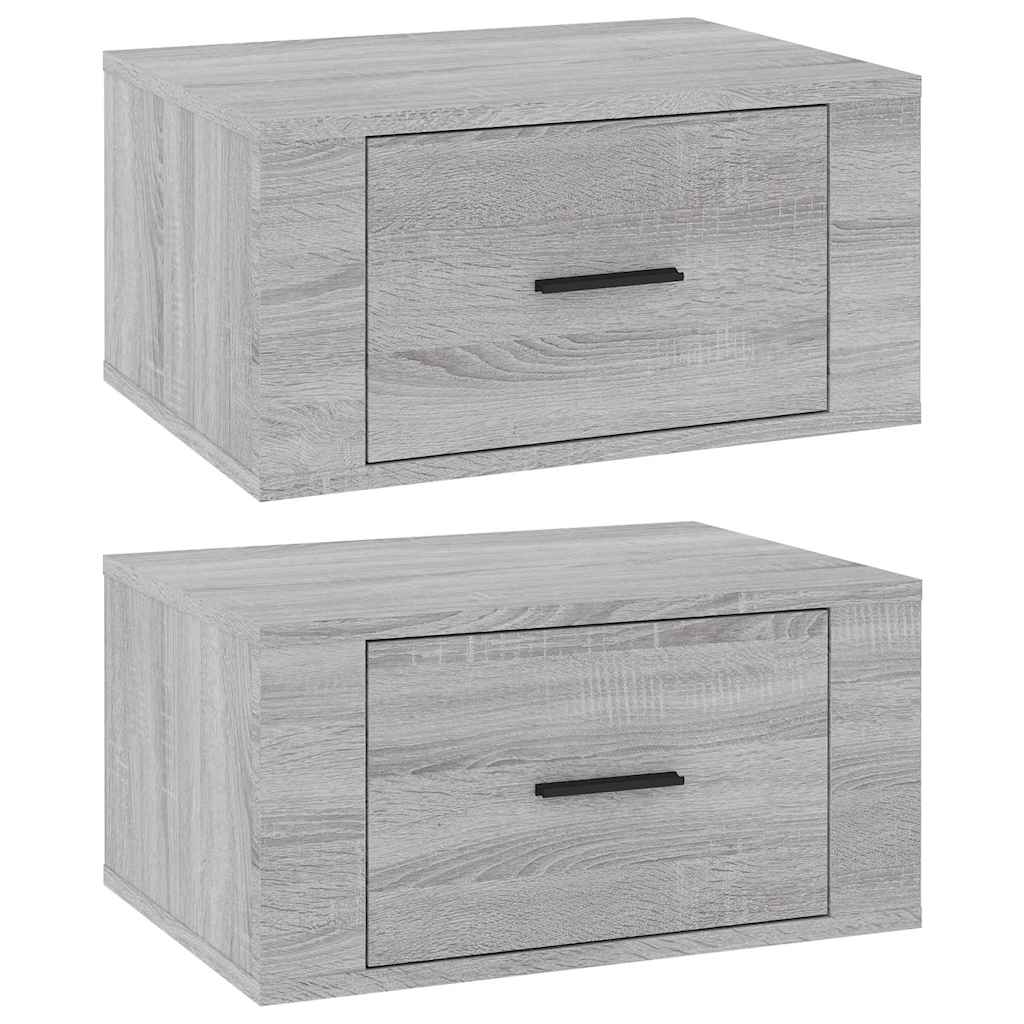 vidaXL Wall-mounted Bedside Cabinets 2 pcs Grey Sonoma 50x36x25 cm 2