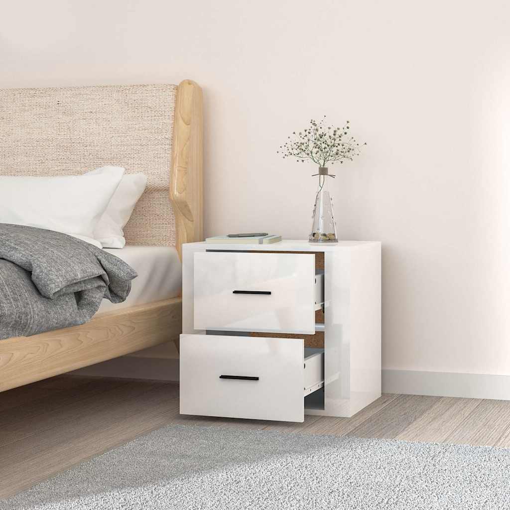 vidaXL Wall-mounted Bedside Cabinet High Gloss White 50x36x47 cm 4