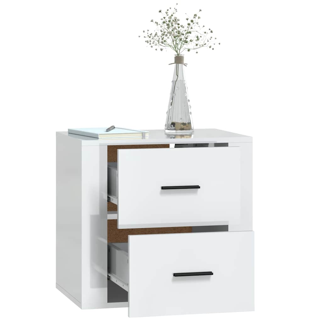 vidaXL Wall-mounted Bedside Cabinet High Gloss White 50x36x47 cm 5