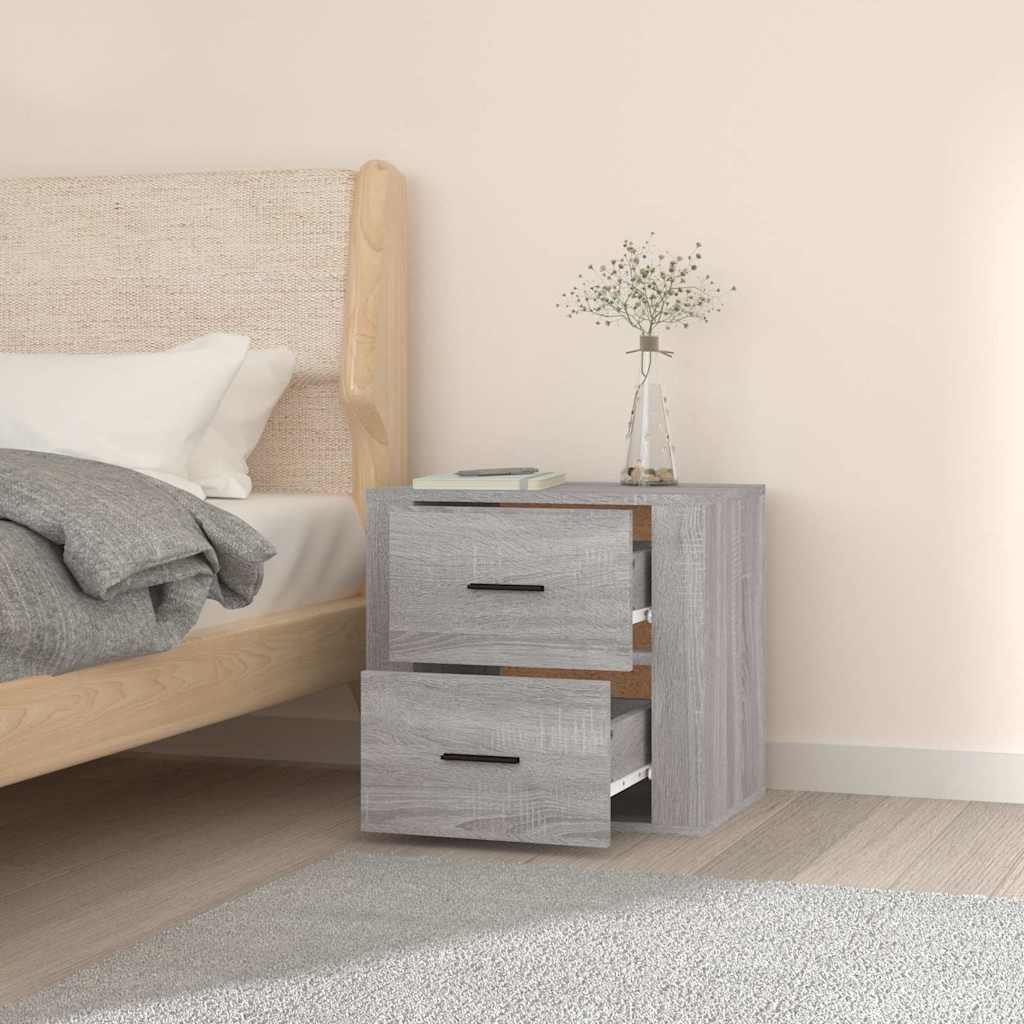 vidaXL Wall-mounted Bedside Cabinet Grey Sonoma 50x36x47 cm 4